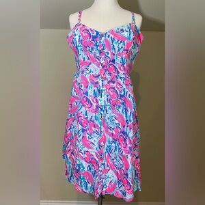 NWT Lilly Pulitzer Easton Dress in Cosmic Coral Cracked Up Size 14